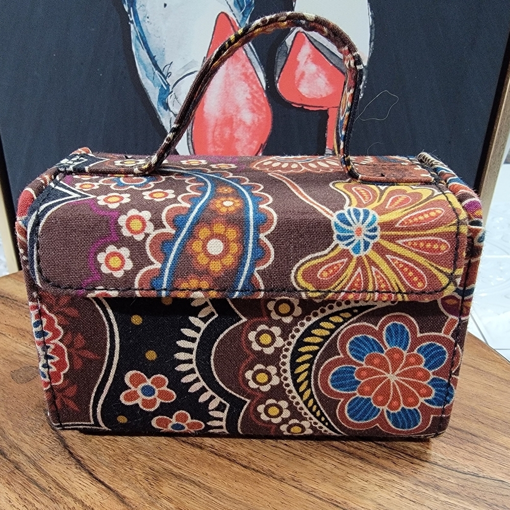 Vera Bradley Floral Paisley Vanity Travel Mini Jewelry Hard Case Retired Pattern